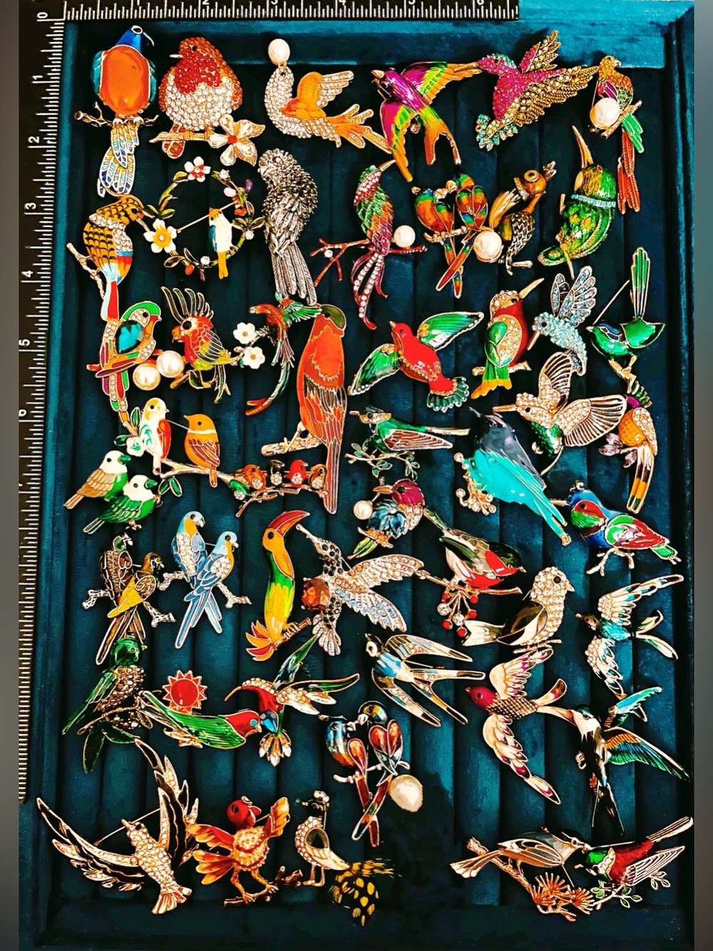 Lot of 50 Mixed Bird Brooches Pins Enamel Crystal Rhinestone Costume Jewelry